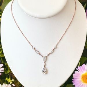 Jacmel Jewelry JCM rose gold cubic zirconia teardrop necklace